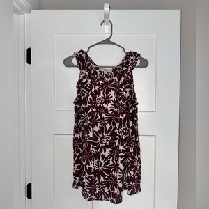 M Floral Tank Top in Burgundy and White